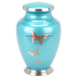 Urnas de cremación de metal de estilo americano azul púrpura con acabado colorido El mejor proveedor en la India para el Monumento de cenizas humanas - Product Image 1
