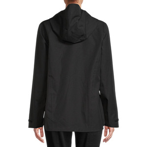 New Fashion Women's <b>Black</b> Hooded Waterproof <b>Windbreaker</b> Jacket With Zipper Closure Full Sleeve Utility Style Autumn Wear - Product Image 2