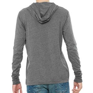 Bella แคนวาสสำหรับผู้ชาย, เสื้อยืดผ้าฝ้ายแขนยาวเสื้อมีฮู้ดสีเทา - Product Image 6