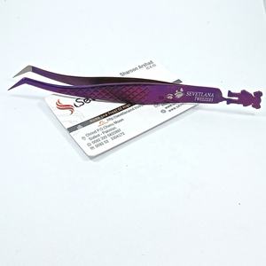 Pinzas de extensión de pestañas con punta de fibra púrpura Logotipo personalizado Empaquetado Tipo puntiagudo Hecho a pedido - Product Image 3