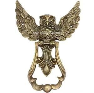 Aldaba de puerta de metal de latón puro con forma de cabeza de ciervo, aldaba de puerta con acabado dorado de alta calidad para uso en villas de hotel en casa - Product Image 4