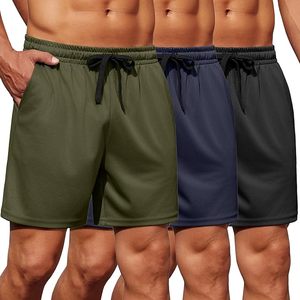 Pantalones cortos de gimnasio ligeros de poliéster 100% para hombre, paquete de 3 pantalones cortos de entrenamiento atlético de estilo informal con bolsillos con cordón de malla de secado rápido - Product Image 2