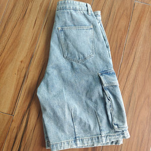 Pantalones cortos de mezclilla holgados personalizables para hombre con cremallera Fly Summer Casual High Street Style transpirable Mid Jean Cargo Shorts Hip Hop - Product Image 4