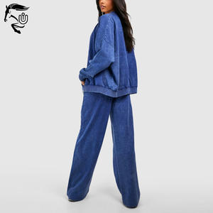 Chándal lavado ácido personalizado para Mujer | Conjunto de sudadera con pantalones de chándal ropa de calle etiqueta privada al por mayor - Product Image 5