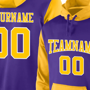 Sudadera con Capucha Sublimada Personalizada en Morado y Amarillo, Ropa Deportiva con Logotipo Personalizado, Diseño de Ropa Deportiva para Hombre y Mujer, OEM - Product Image 3