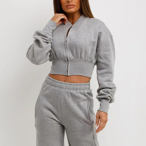 Taille personnalisée bas quantité minimale de commande coton fait de polyester pour femmes haut court survêtements nouveau style sur mesure pour femmes haut court survêtement - Product Image 6