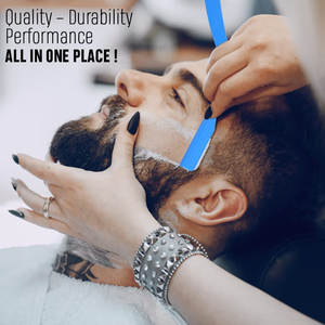 Rasoir à double lame, léger et réplicable pour les derniers rasoirs à cheveux berbères de couleur bleue pour hommes avec manche en bois - Product Image 4