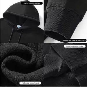 Pulls à capuche personnalisés 100% coton pour hommes, surdimensionnés pour logo de broderie à imprimé bouffant, sweats à capuche vierges unisexes lourds - Product Image 3