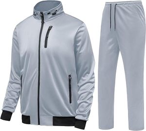 GYMELITE Men's Fashion Workout Sportswear Full Zip Athletic Tracksuit Set Windbreaker for <b>Winter</b> Exercise - Product Image 4