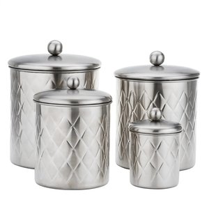 American Style Metal Food Storage Canister With Lid Round <b>Silver</b> Finished for Kitchen Ware Food Storage Canister - Product Image 4