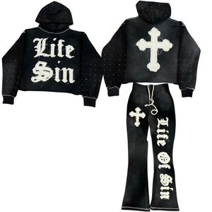 ชุดเสื้อฮู้ดกันหนาวมีฮู้ดผ้าคอตตอนผ้าปักลาย100% แนวสตรีทแวร์ออกแบบได้ตามต้องการ - Product Image 1