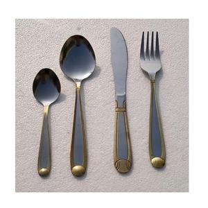 Cubiertos de acero inoxidable con mango de color dorado y plateado, juego de cubertería tradicional segura y saludable para uso diario, gran oferta - Product Image 2