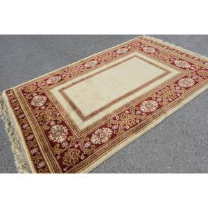 Alfombra tradicional de lana roja Beige 5,3X8,4 pies Área grande Rectángulo turco Pasillo Patrón abstracto Respaldo de látex Alfombra de habitación 10mm - Product Image 4