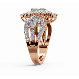 Anillo de Diamante Cultivado en Laboratorio con Halo Ovalado Real de Cleopatra en Oro Amarillo, Rosa y Blanco de 9k, 14k y 18k, Joyería Elegante de Diseño para Mujer - Product Image 2