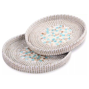 ถาดหญ้าทะเลขายดีสำหรับเสิร์ฟอาหารเช้า ภาชนะเสิร์ฟจากหญ้าทะเล ถาดสานจากฟาง - Product Image 3