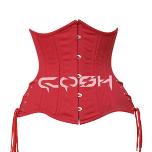 Premium <b>Red</b> Cotton Underbust Corset with Hip Ties Design - Product Image 1