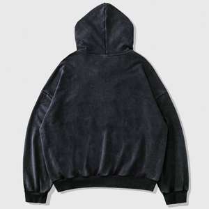 Sweat à capuche respirant pour homme en coton French Terry, haute qualité, effet vieilli, broderie, délavage acide, fermeture éclair, couleurs personnalisables, logo, poche - Product Image 2