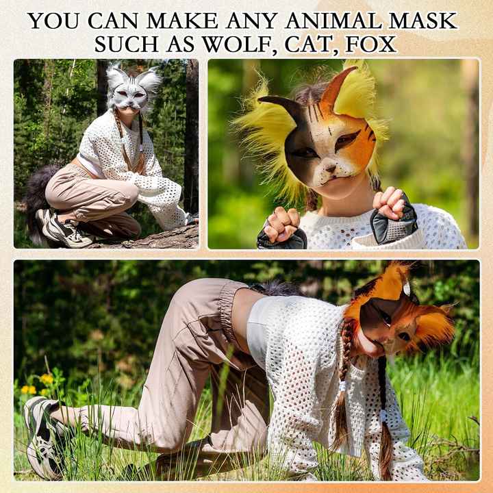 DIY Mask Material Bright Color Faux Fur Strips Therian Mask Fluffy