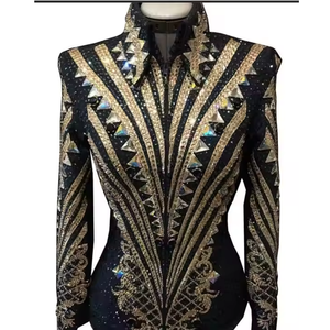 Veste Western Showmanship de luxe avec détails en cristal Veste de cheval personnalisée avec logo pour cavaliers et interprètes - Product Image 1