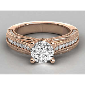 Bague pour femme en or 14 carats avec diamant solitaire rond de laboratoire, bagues en diamant brillant - Product Image 6