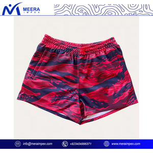 กางเกงขาสั้นเอวสูงปานกลางเอว100% ผ้าโพลีเอสเตอร์มีกระเป๋ากางเกงขาสั้นพิมพ์ซับลิเมชันออกแบบใหม่ตามต้องการ - Product Image 2