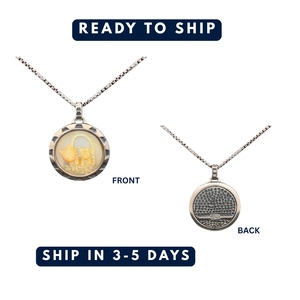 Pendentif chaton en argent sterling 925 avec nacre jaune, breloque ronde fine, décontracté/sportif pour homme |   OEM - Product Image 3