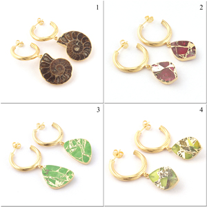 ต่างหูห่วงห้อยอัญมณีแท้หายากต่างหูสไตล์ Boho ชุบทองของขวัญเครื่องประดับสำหรับผู้หญิง - Product Image 2