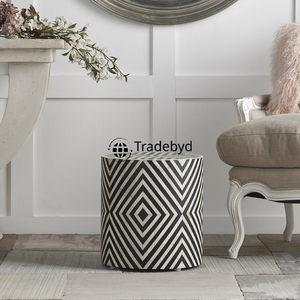 Taburete de consola con incrustaciones de hueso floral único, diseño ajustable moderno para uso interior de la escuela, hecho a mano tradicionalmente por Tradebyd - Product Image 4
