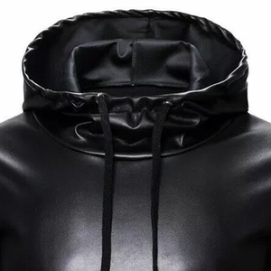 Sudadera con capucha de material de cuero personalizado con servicio OEM/Sudadera con capucha de cuero para hombre teñida Lisa a la venta - Product Image 6