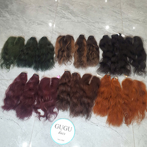 ช่อผมมนุษย์เวียดนามพร้อมที่ปิดผมตรงสีเขียวเข้ม - Product Image 5