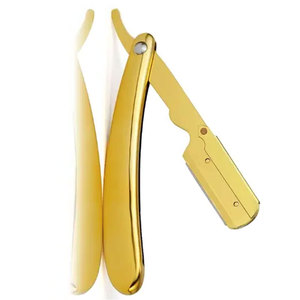 Maquinilla de afeitar de barbero para hombre con hoja deslizante de calidad profesional de color personalizado con logotipo personalizado, maquinilla de afeitar de Garganta Cortada en oro - Product Image 2