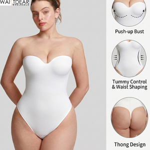 HEXIN Adjustable Straps Overbust Cup Support Built in Bra Shaping <strong>Bodysuit</strong> Sheer Shapewear Tummy Control Shapewear <strong>Slim</strong> <strong>Bodysuit</strong> - Product Image 1