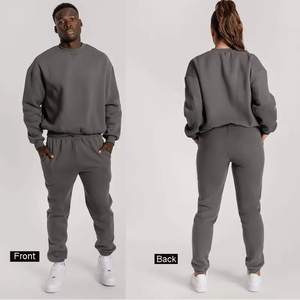 Sudadera lisa de 2 piezas con logotipo personalizado, chándal con bolsillo para hombre, conjunto de pantalones de chándal y Sudadera con capucha 2025 - Product Image 4