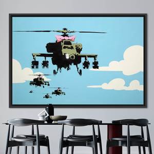 Banksy Helicopter Printed <b>Canvas</b> - Modern Street Art Decor,1P:Black <b>Framed</b> - Product Image 1