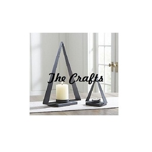 Lot de 2 bougeoirs photophore en métal couleur argent en forme de triangle pour accessoires de décoration de mariage - Product Image 2