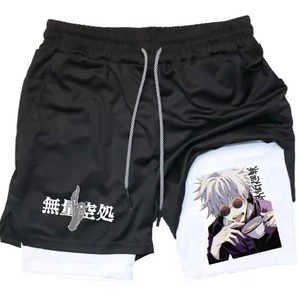 กางเกงขาสั้นออกกำลังกายผู้ชายลายอนิเมะแบบกำหนดเอง แห้งเร็ว ระบายอากาศ ซับเหงื่อ สำหรับออกกำลังกายและวิ่ง กางเกงขาสั้น 2-in-1 - Product Image 5