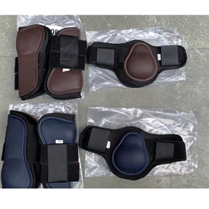 Ensemble de bottes de protection en caoutchouc de cheval en nylon de haute qualité Style de selle anglaise avec rembourrage en néoprène et pour VELCRO pour le réglage - Product Image 1