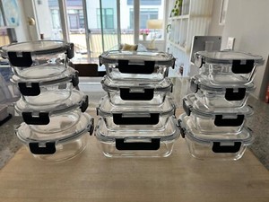 Joyjolt ภาชนะบรรจุแก้วบอโรซิลิเกต24ชิ้นพร้อมฝาปิด