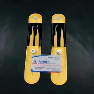 Vente en gros 45 Degrés Isolation J Courbe Jaune Extension de Cils Pincettes Solide En Acier Inoxydable Diamant Grip Pointu Durable - Product Image 2