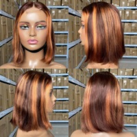 Proveedor Mayorista de Pelucas Vietnamitas, Peluca de Cabello Natural Color Piano, Peluca de Cabello Humano Liso SDD de 8 Pulgadas 2X6