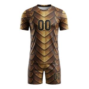 Conjunto de Uniforme de Fútbol Personalizado por Sublimación, Naranja y Morado con Paneles Divididos, Ropa Deportiva de Secado Rápido para Entrenamiento de Equipos - Product Image 4