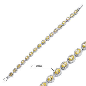 Citrine ovale CZ pierre plaqué rhodium en gros fait à la main 925 Sterling Siler Bracelet de tennis - Product Image 2