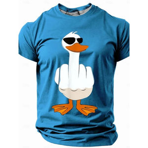 Camisetas con estampado 3D de patos para hombre, camiseta de manga corta con cuello redondo, camisetas informales de gran tamaño, ropa de calle para hombre - Product Image 4