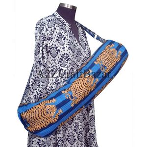 Bolsa de Yoga Elegante con Estampado de Tigre, Bolsa de Transporte para Ejercicio con Cierre de Cremallera, Tela de Algodón, Correa Ajustable, Unisex, Moderna, Informal - Product Image 4