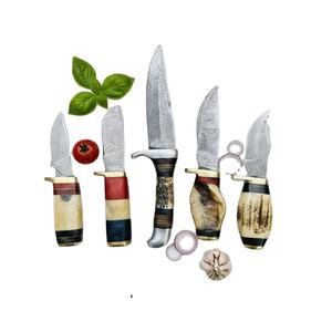Juego de Cuchillos de Cocina de Acero al Carbono con Patrón Damasco Hecho a Mano, 5 Piezas, Mango Personalizado, Ambidiestro, Duradero, Afilado y Ligero - Product Image 1