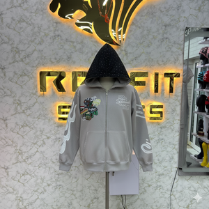 เสื้อฮู้ดสำหรับผู้ชายเสื้อฮู้ดมีซิปพิมพ์ลายทั่วจอ - Product Image 6