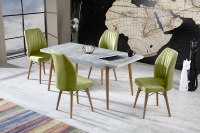 Ensemble table et chaises extensible 4 places en aggloméré, forme rectangulaire, montage facile, style européen moderne et luxueux pour salle à manger