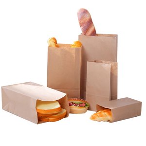 Bolsas de papel desechables para compras Asas opcionales Comida Snack Galletas Material Kraft Bolsa de papel de compras Kraft duradera - Product Image 5