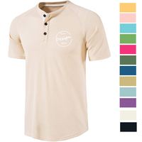 Chemises Henley pour hommes de grande taille, personnalisées, de haute qualité, design polyvalent, douces, respirantes, tricotées, à manches courtes, 100% coton