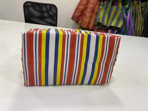 Handmade Eco-Friendly Women's Zipper Case Design Multicolor Striped Pouches Geometric Made Recycled Nylon Woven Material - Product Image 5